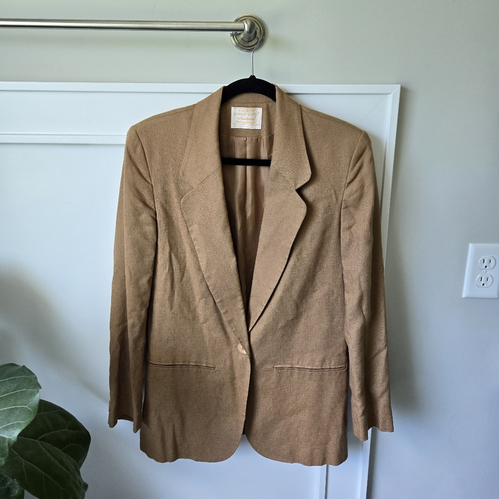 Pendleton Camel/Tan Single-Button Wool Blazer